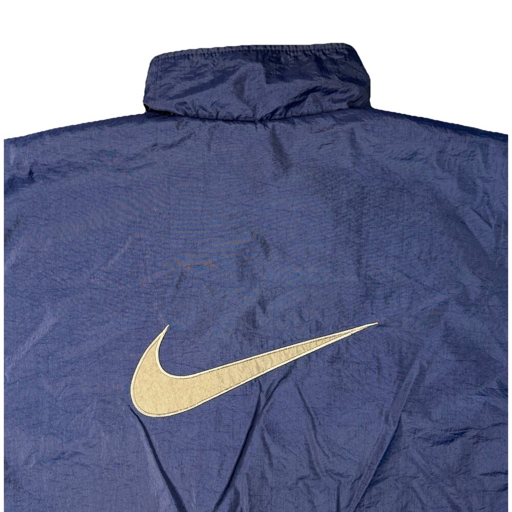 Vtg Nike Reversible Puffer Jacket Mens XXL Big Logo Giant Swoosh Blue Gray 90s